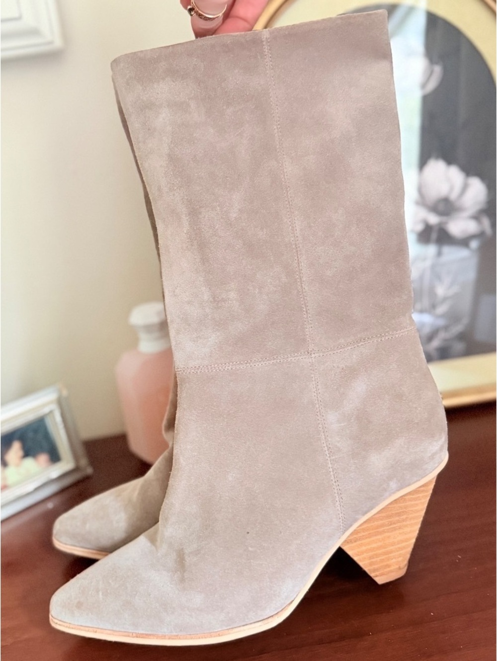 Jeffrey Campbell Free People Slouchy Gray Suede Boots | Size 8.5